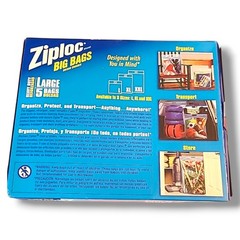 NOS Ziploc Big Bags Large 3 Gallon 5 Count Double Zipper Heavy Duty VTG