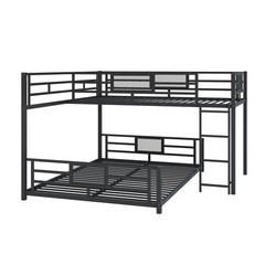 L Shaped Metal Twin over Full Size Bunk Bed