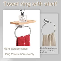 Hand Towel Holder for Bathroom Wall Mount 7.88 Inch with Shelf Brushed Nickel
