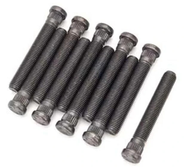 Wheel Stud, 7/16-20 in Thread, 2.875 in Long, 0.480 Knurl, Steel, Black
