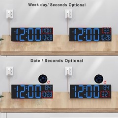 JALL 30″ Large Digital Wall Mount Clock with Remote Control, Alarm