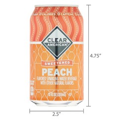 Clear American Golden Peach Water Sparkling Water, 12 Fl Oz, 12 Pack