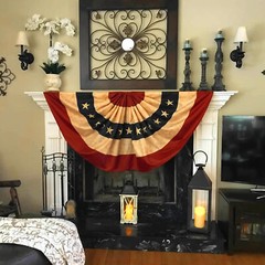 Anley Vintage Style Tea Stained USA Pleated Fan Flag American US Bunting Banner
