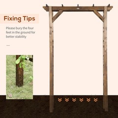 7 ft Natural Wooden Backyard Pergola w/ Side Panel for Climbing Vines