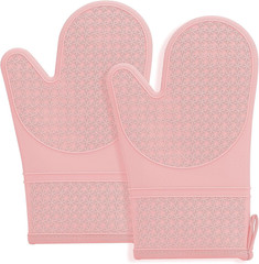 500°F Heat Resistant Silicone Oven Mitts Cotton Lining Non-Slip Kitchen Gloves