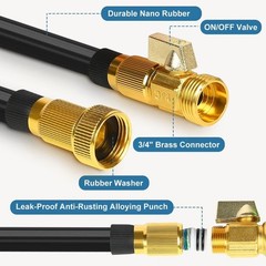 Lightweight Expandable 50ft Garden Hose with 10 Function Nozzle, Brass Fittings