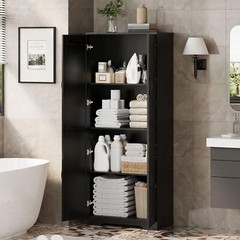 Tall Kitchen Pantry Cabinet, 60” Storage Cabinet w/2 Doors & Adjustable Shelves