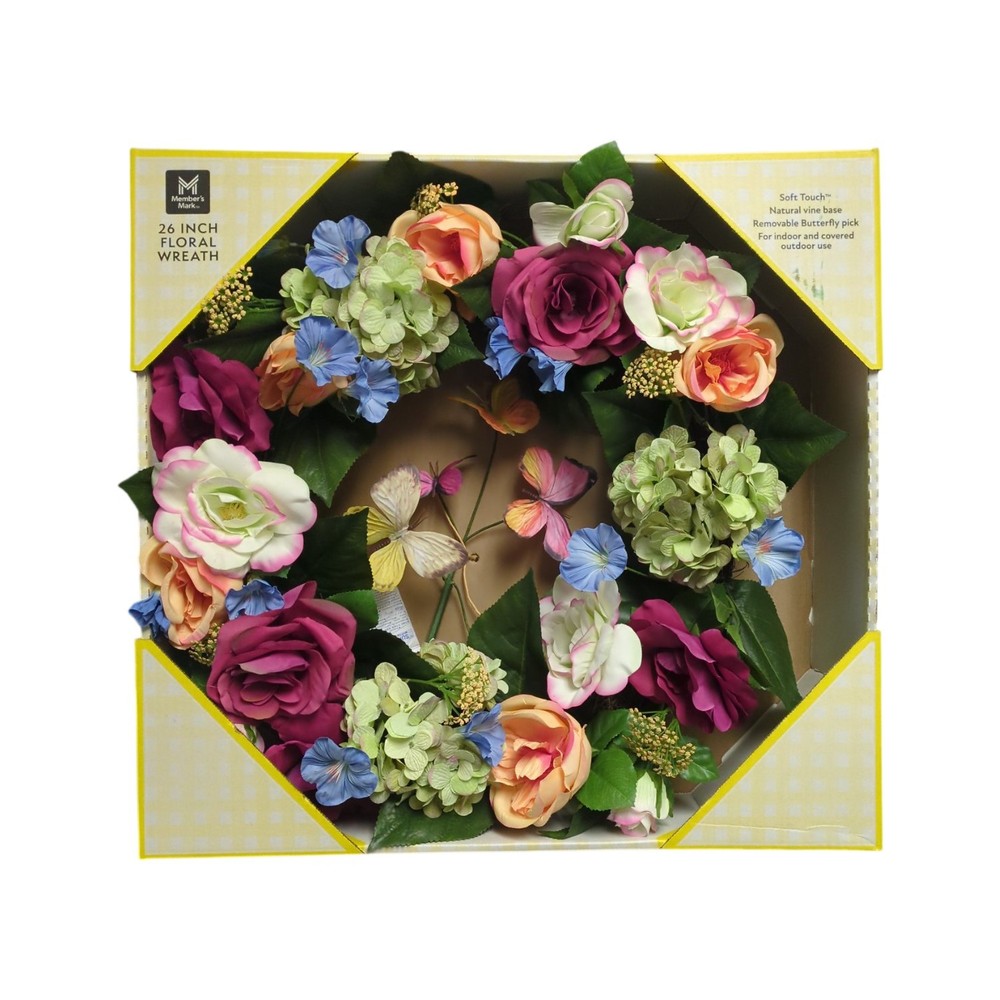 Member’s Mark 26″ Seasonal Spring Floral Synthetic Wreath, Multicolor