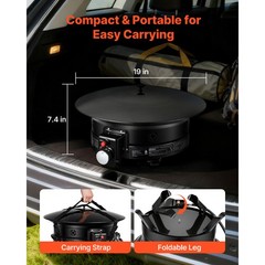 Uimoso 19-Inch Portable Propane Fire Pit, 53000BTU Gas Fire Bowl for Outdoor Use