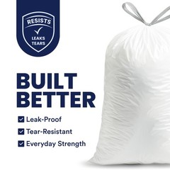 Plasticplace 8 Gallon White Trash Bags, 0.7 Mil, 200 Case