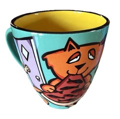 2000 House Kats by Nolan Set of 2 Ceramic Cat Coffee Mugs w/ Handle Multicolor
