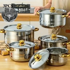 10PC Stainless Steel Cookware Set 5 Pots 5 Lids Deep Stockpots for Kitchen