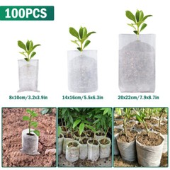 100PCS Non-woven Plant Grow Bags Nursery Bag Biodegradable Fabric Seedling Pot