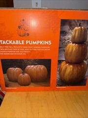 3 Piece Porch Stacked Pumpkin Sculpture Set Harvest Fall Decor Holiday 26.5″
