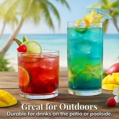 Classic Clear Plastic Reusable Drinking Glasses (Set of 8) 12Oz Rocks & 16Oz Wat