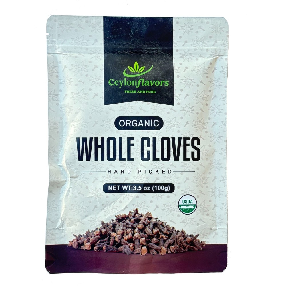 Organic Ceylon Hand Picked Whole Cloves Sri Lanka Non-GMO USDA Certified 3.5 oz