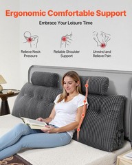 Headboard Pillow King Wedge Headboard Pillow with 2 Pockets & Headrests
