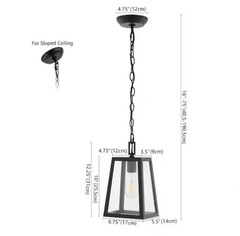 Glendale 6.75 in. 1-Light Black/Clear Outdoor LED Pendant Farmhouse Open Box