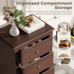 6 Drawer Tall Chest Dresser Wooden 52″ High Narrow Storage Cabinet Small Space