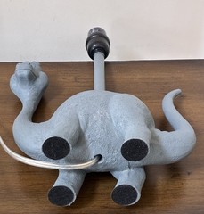 Brontosaurus Dinosaur Lamp with 10″ Diam White Shade Gray Resin Nursery Decor