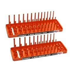 Hansen 1/4″ Socket Tray Organizer Holder Set 3 Row Metric SAE Shallow Deep OR