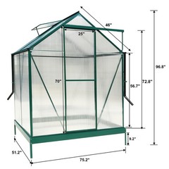 6.3’×4.2’×7′ Heavy Duty Walk-in Polycarbonate Greenhouse Kits for Outdoor Garden