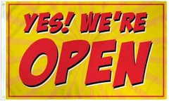 YES! WE’RE OPEN Advertising Flag Banner Sign 3×5 ft Business Store Red 100D