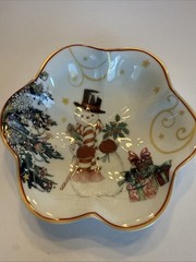 WILLIAMS SONOMA TWAS THE NIGHT BEFORE CHRISTMAS Snowman Nut Dish