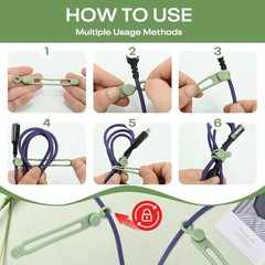 24 Pcs Silicone Cable Organizer Ties, Reusable Elastic Cord Ties 4.2in for Charg