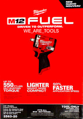 NEW IN BOX Milwaukee 2563-20 M12 FUEL 1/2″ Stubby Impact Wrench w/ Friction Ring