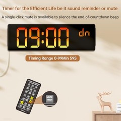 14.2″ Large Digital Wall Clock, Bluetooth Auto Time/Date/Day 14.2″ Multicolor