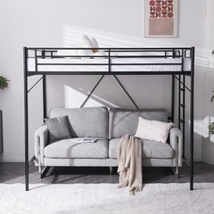 Metal Loft Bed with Built-in Ladders Loft Bed Full Size for Adults Kids Teens