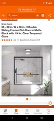 56 – 60 in. W x 58 in. H Double Sliding Framed Tub Door in Matte Black