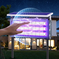 Solar Bug Zapper Outdoor Mosquito Zapper 4500V Waterproof Rechargeable Fly Trap