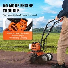 VEVOR Tiller Cultivator Gas Powered 43CC 2-Stroke Garden Cultivator Lawn Garden
