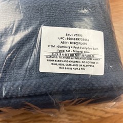 Glamburg 4 Pack Everyday Bath Towels in Mineral Blue, 100% Cotton NEW
