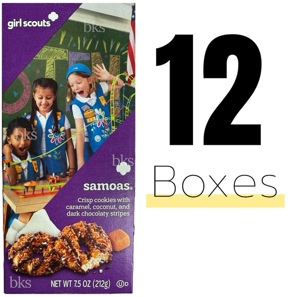 12 Girl Scouts Samoa Cookies Dark Chocolate Coconut Caramel Snack Dessert US WOW