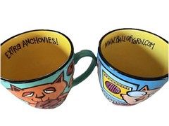 2000 House Kats by Nolan Set of 2 Ceramic Cat Coffee Mugs w/ Handle Multicolor