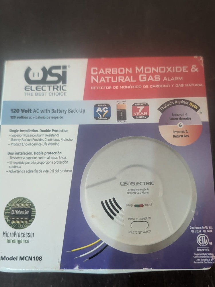 USI Electric Carbon Monoxide / Natural Gas Detector Alarm MCN108 Hardwired New