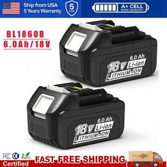 2 Pack 18V 6.0Ah Battery For Makita BL1850 BL1840 BL1830 BL1820 BL1815 With LCD
