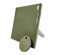 Avocado Green Ceramic Tile Shower Backsplash 4.25 in Subway Mid Century Modern