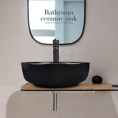 Bathroom Vessel Sink Faucet Combo Bathroom Sink Bowl With Pop-up Drain Black