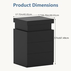 3 Drawer Nightstand with Charging Station and LED Lights