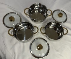 Lot of 3 Command Performance Gold 3 Qt Pots with Lids 18/10 Stainless 3-Ply*NEW*