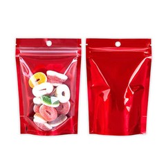 50/100/500 Red Mylar Foil Clear Window Resealable Stand Up Bags Zipper Pouch
