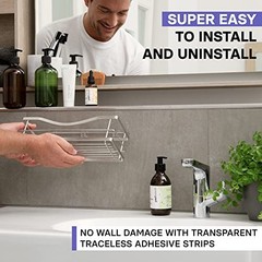 KINCMAX Premium Shower Caddy – Self Adhesive Shower Organizer w/ 4 Hooks, Drill-