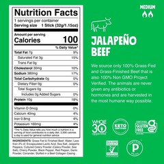 Chomps Grass-Fed and Finished Jalapeño Beef Jerky Meat Snack