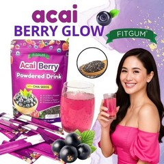 2 Packs FITGUM Acai Berry Drink w/ Chia Seeds 10 Sachets Easy Mix
