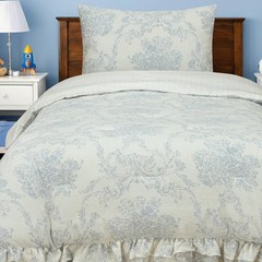 Twin Ruffle Comforter Set Blue Floral