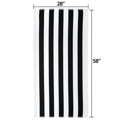 Cabana Stripe Beach Towels, 4 Pack, 58 in x 28 in, Black